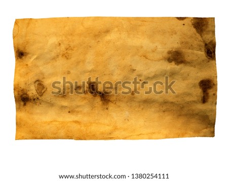 Grunge crumpled dirty beige paper sheet vintage background. Old brown paper texture with scratches. Abstract art For desktop wallpapers, banner. Copy space, text box. Dark rough textured spotted blank