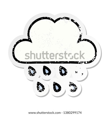 distressed sticker of a cute cartoon rain cloud