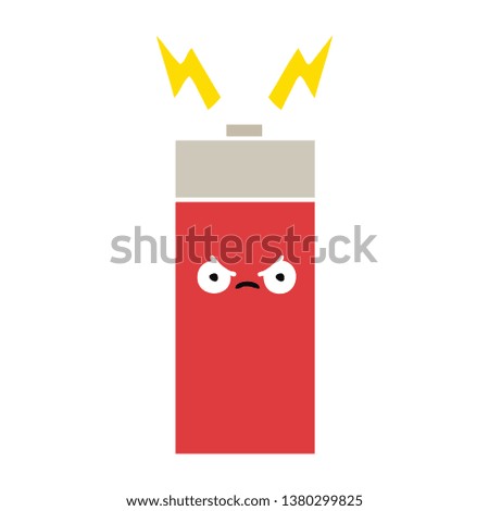 flat color retro cartoon of a battery