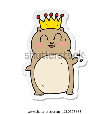 sticker of a cartoon waving hamster