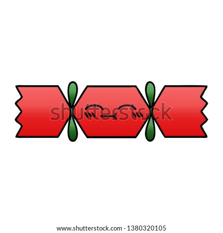 gradient shaded cartoon of a christmas cracker