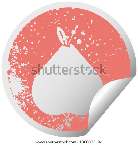 distressed circular peeling sticker symbol of a green pear