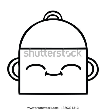 line drawing cartoon of a cooking pot