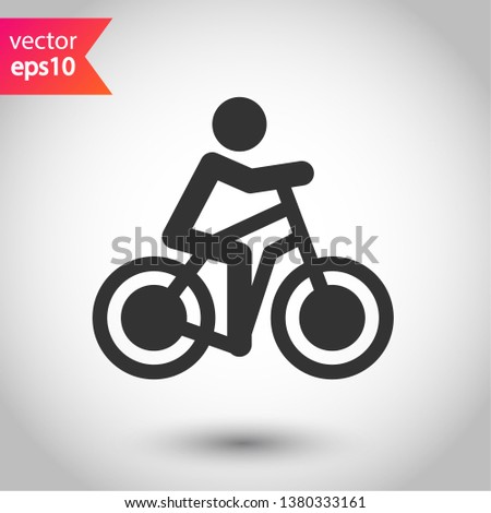 Bicycle vector icon. Man on bicycle icon. Bicycle vector flat sign. EPS 10
