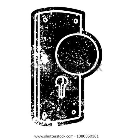 grunge distressed icon of a door handle