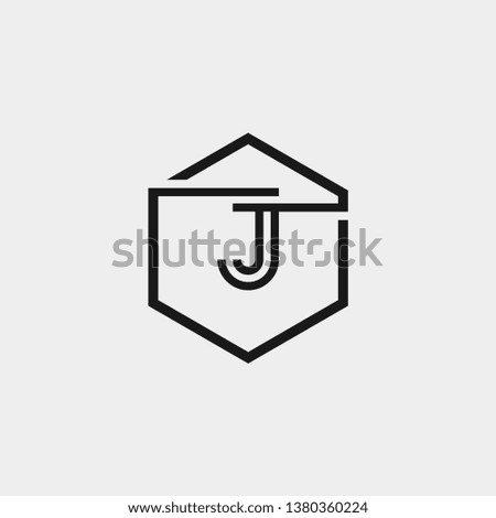 Initial letter logo J inside hexagon shape uppercase black monogram logo template