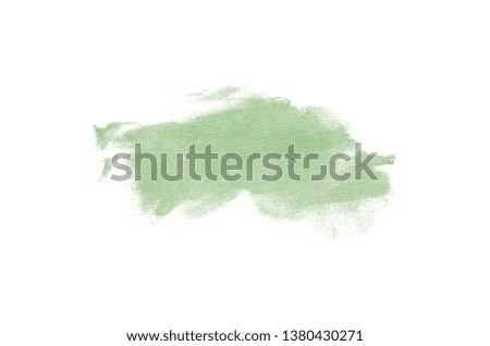 Smear and texture of lipstick or acrylic paint isolated on white background. Stroke of lipgloss or liquid nail polish swatch smudge sample. Element for beauty cosmetic design. Dark green color