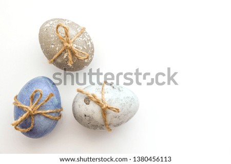 Colored grey and blue decorated Easter Eggs