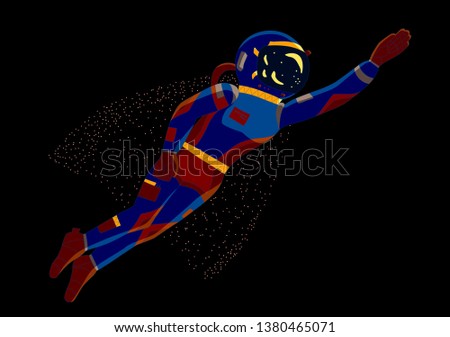Astronaut flies in space, vector illustration