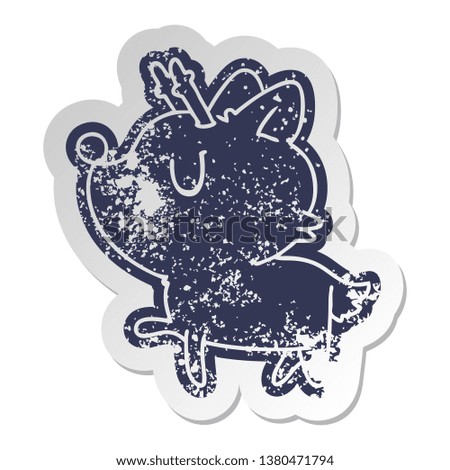 distressed old cartoon sticker of  kawaii cute deer