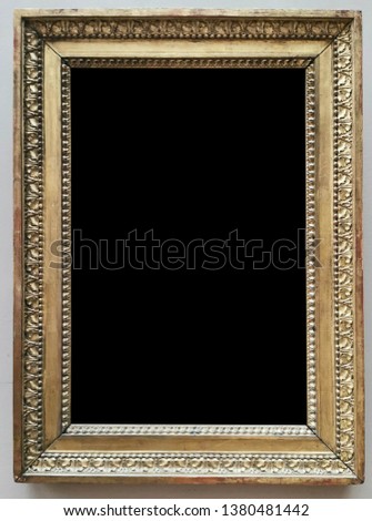 Luxurious empty gold painting frame isolated