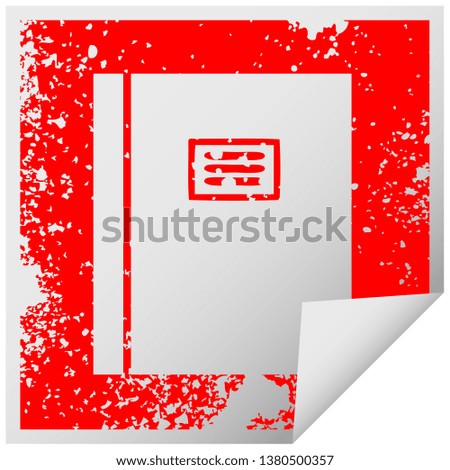 distressed square peeling sticker symbol of a journal book