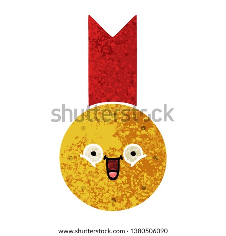 retro illustration style cartoon of a gold medal
