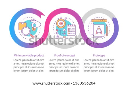 Startup testing vector infographic template. Business presentation design elements. Data visualization with three steps and options. Process timeline chart. Workflow layout with linear icons Royalty-Free Stock Photo #1380536204