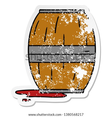 hand drawn distressed sticker cartoon doodle of a wine barrel 