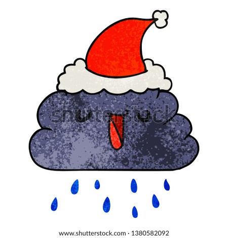 hand drawn christmas textured cartoon  kawaii rain cloud
