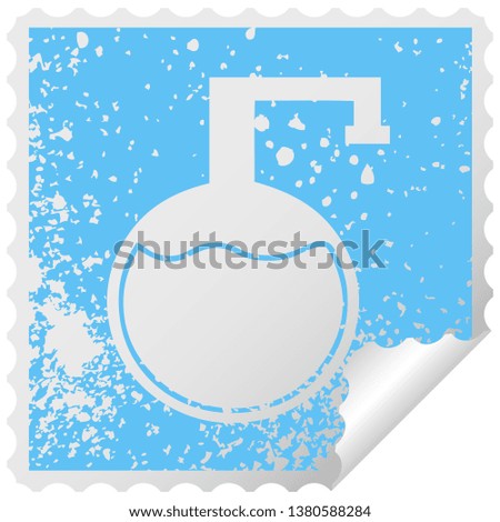 distressed square peeling sticker symbol of a science experiment