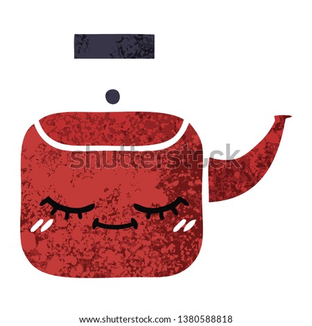 retro illustration style cartoon of a kettle