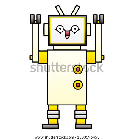 gradient shaded cartoon of a happy robot