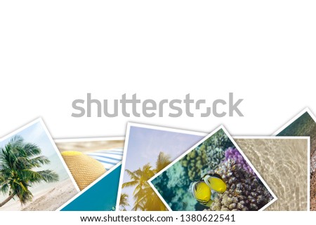 Stack of photos showing Vacation, tropics, sea, summer underwater world