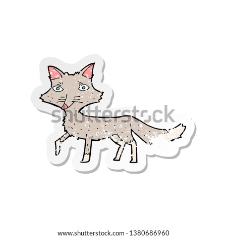 retro distressed sticker of a cartoon little wolf