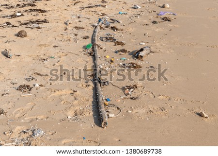 Garbage  on  the  beach,enviromental  pollution  concept  picture