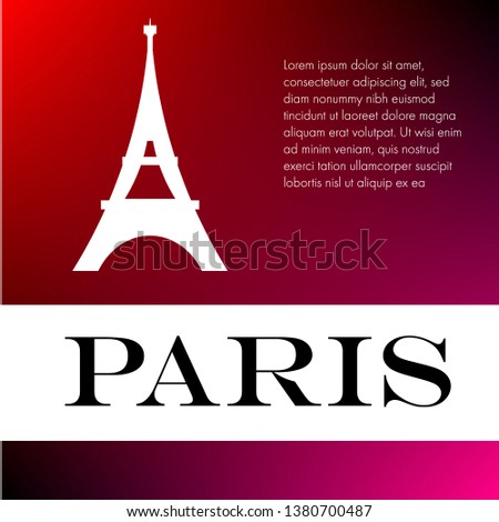 Paris, eiffel tower,France - Touristic Greeting Card,logo. design for t-shirt, promo flyer.