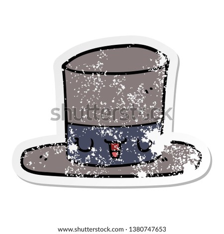 distressed sticker of a cartoon top hat
