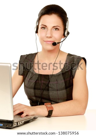 Business online customer service representative isolated over a white background