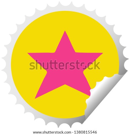 circular peeling sticker cartoon of a gold star