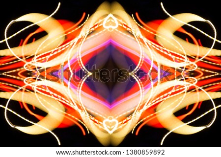 Colorful pattern of golden and red dynamic lines of light. Modern background. Art concept of lighting effects.