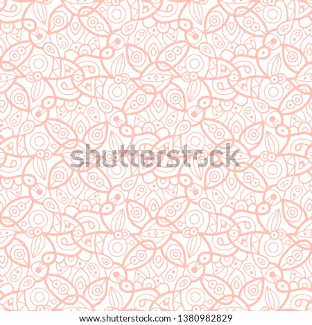 Lace seamless vector pattern. Peach color.