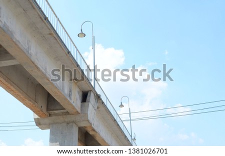 Overpass for safety in crossing the road on sky Background