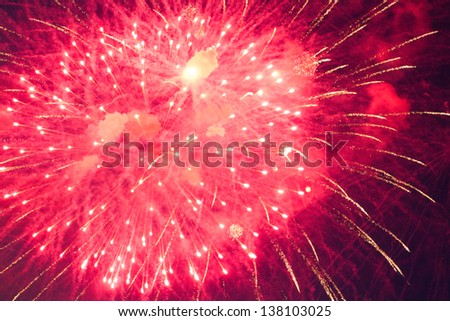 Cluster of colorful Fourth of July fireworks