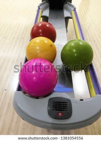 colorful bowling ball in the club 