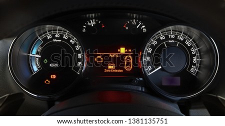 car illuminated dashboard in a hybrid car
