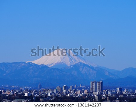 Townscape of Tokyo City and Mt. Fuji.
