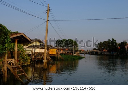 Rural scene at riverside communities in Thailand
