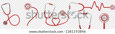 A set of stethoscope icons design. Can be used to promote and advertise. Vector illustration on transparent background Royalty-Free Stock Photo #1381193846