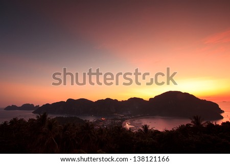 sunset Phi Phi Island Tropical colorful Thailand