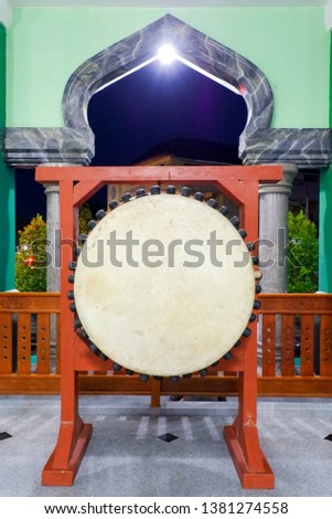 Bedug, a traditional musical instrument in the mosque that is used to call people to prayer Royalty-Free Stock Photo #1381274558