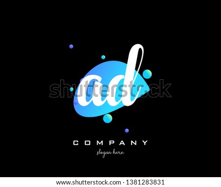 AD initials handwriting letters logo with colorful shape background - Vector 