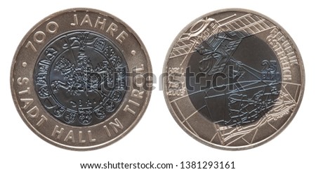Austria silver niob coin 25 twenty five euros minted 2003 isolated on white background
