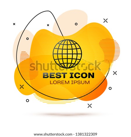 Black Earth globe icon isolated on white background. Fluid color banner. Vector Illustration