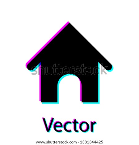 Black Dog house icon isolated on white background. Dog kennel. Vector Illustration