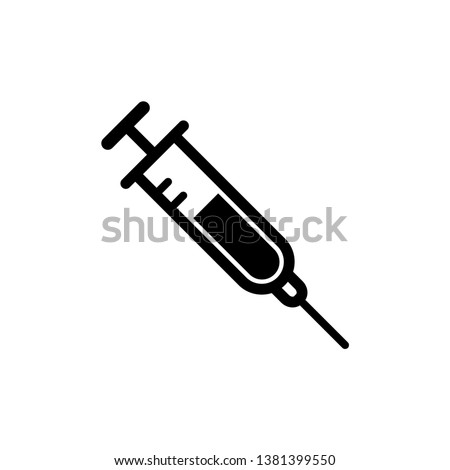 syringe icon vector black and white  Royalty-Free Stock Photo #1381399550