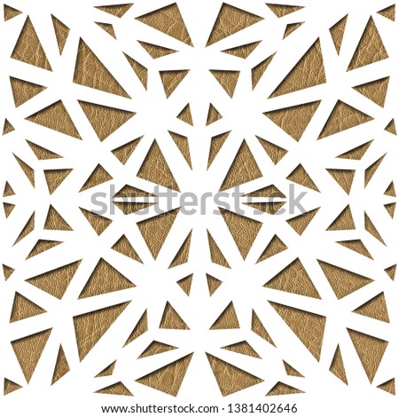 Decorative netting style - Abstract paneling pattern, Ornamental triangular style - Continuous replication, leather surface