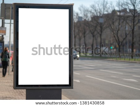 Vertical billboard lightbox in the city. for placing the MOCKUP advertisement near the road