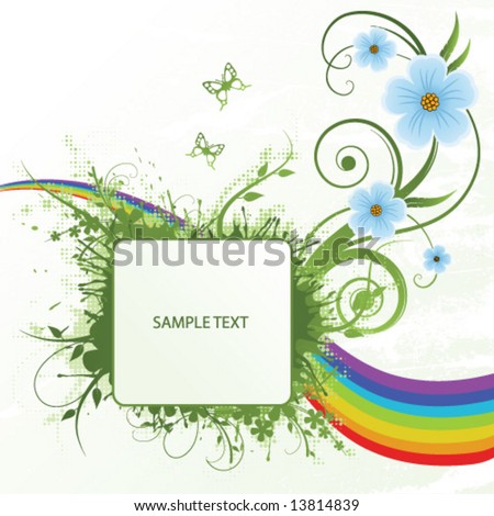 floral abstract background with rainbow
