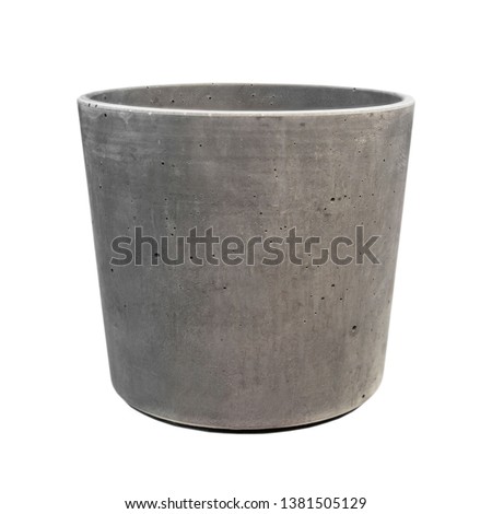 Empty ceramic gray flower pot isolated over the white background. Grey flowerpot. Royalty-Free Stock Photo #1381505129